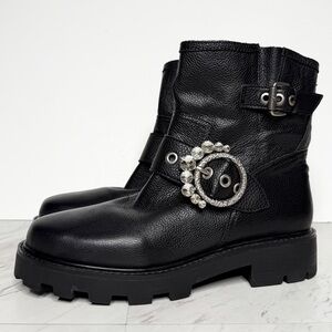 Karl Lagerfeld Paris Marceau Black Leather Lug Sole Boot 9M